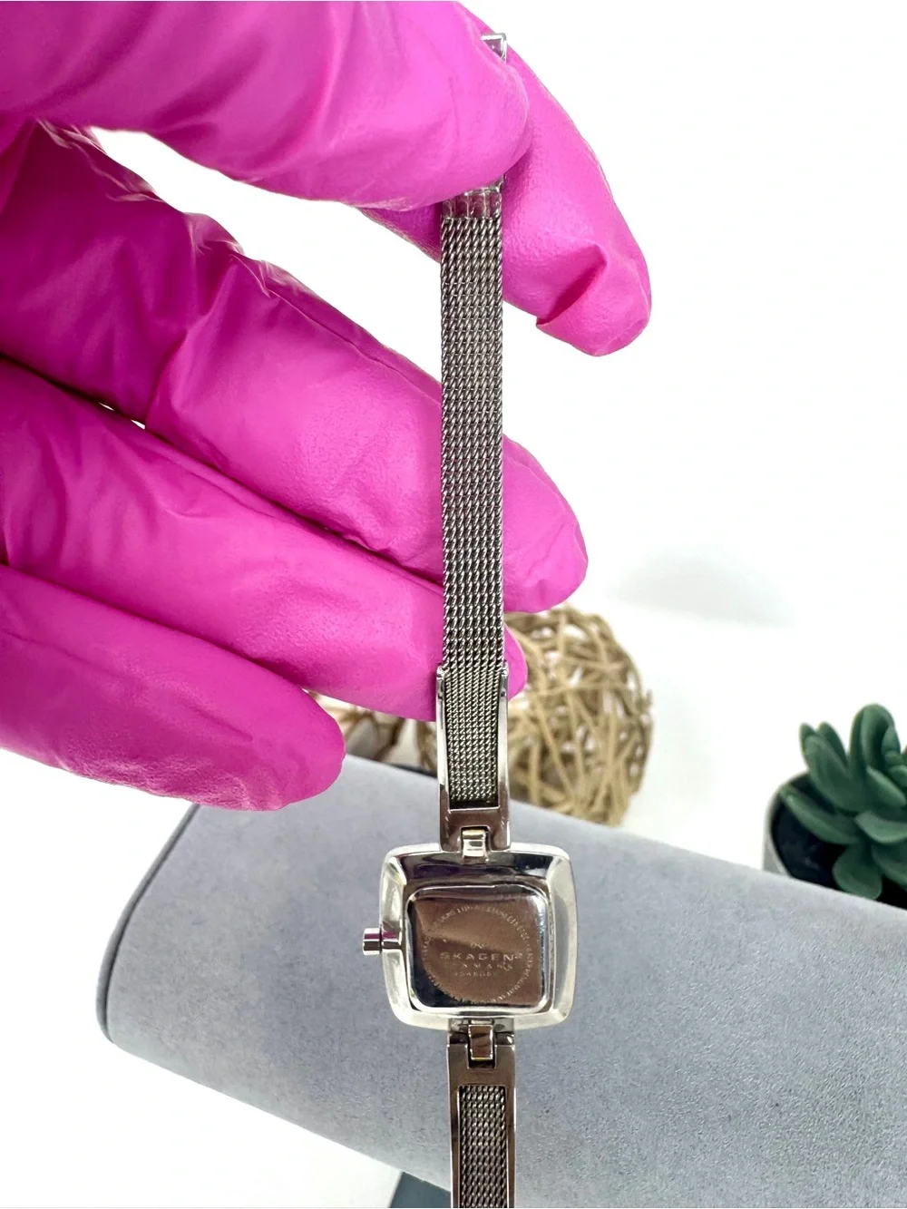 Vintage Skagen Denmark 454SGSC Steel Square Mesh Ladies Watch